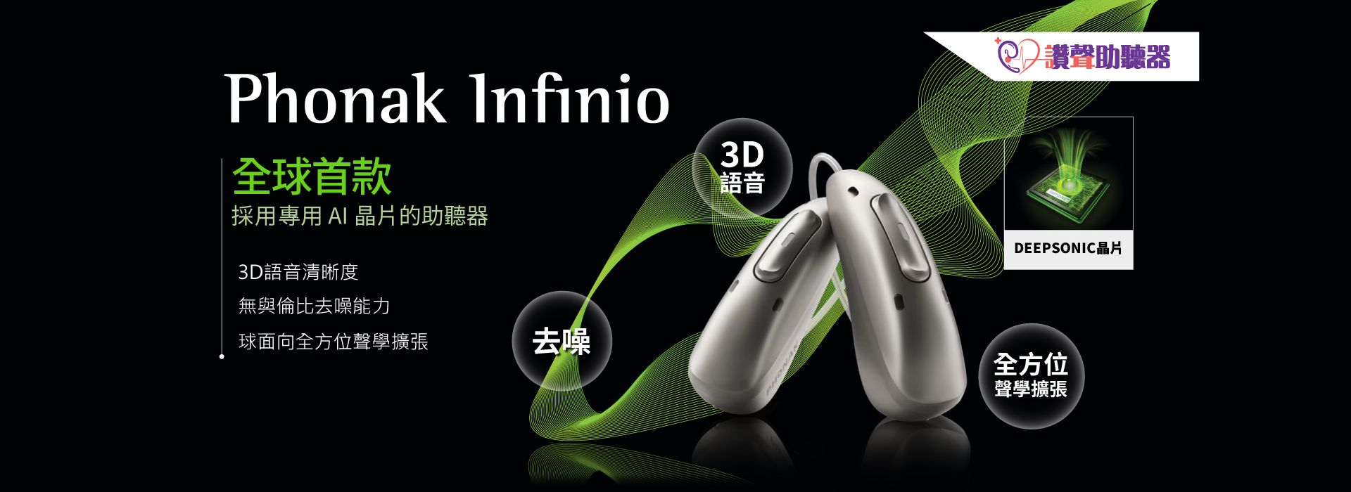 全球獨款 採用專用AI晶片助聽器